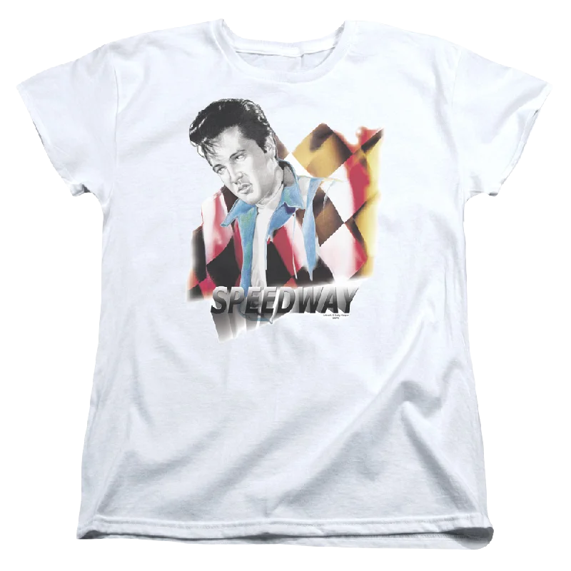 Elvis Presley Speedway - Women's T-Shirt-- Ribbed Striped Patterned