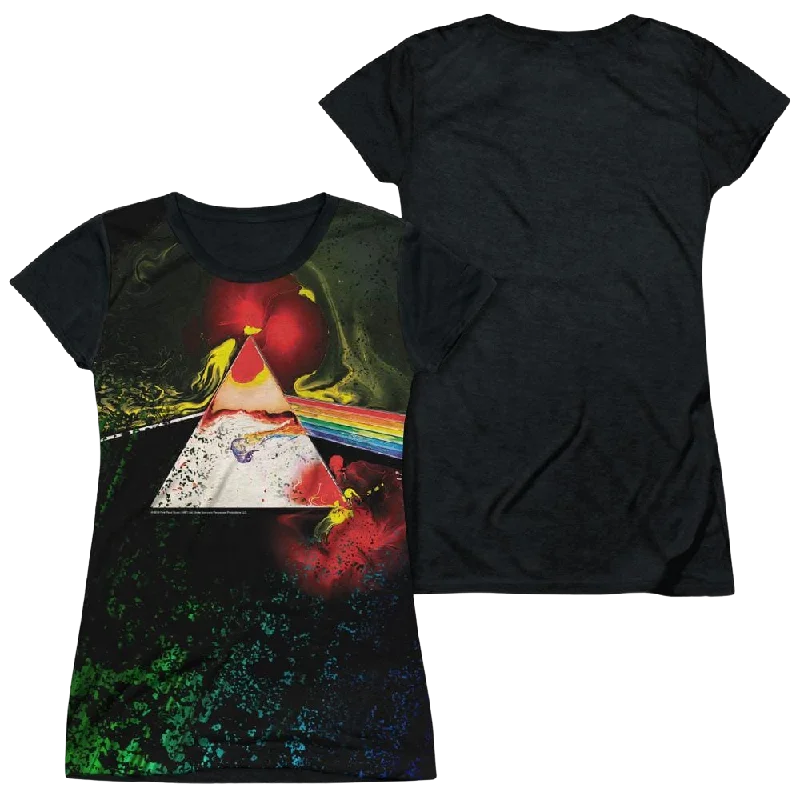 Pink Floyd Dark Side Of The Moon Juniors Black Back T-Shirt-- Beaded Sequined Faux Fur