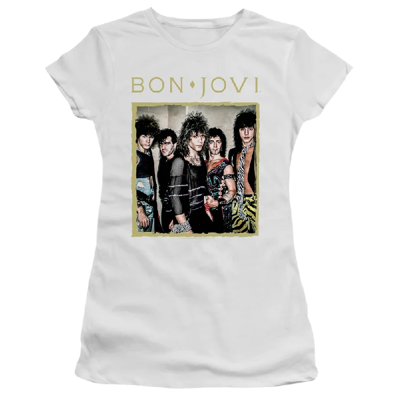 Bon Jovi Framed - Juniors T-Shirt-- Asymmetrical Pockets Print
