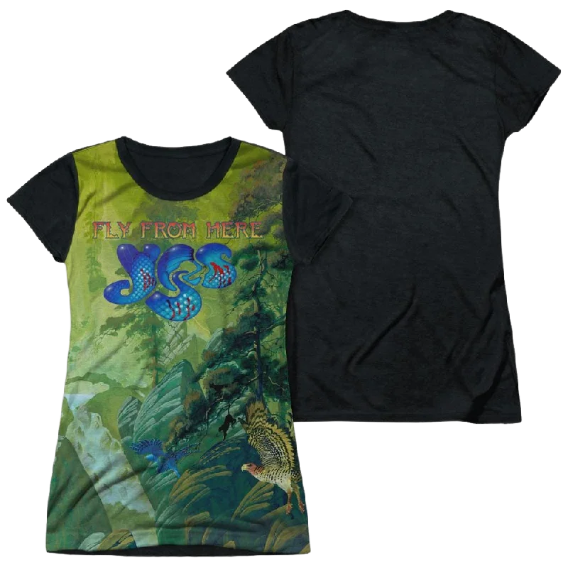 Yes Fly From Here Juniors Black Back T-Shirt-- Elegant Classic Vintage