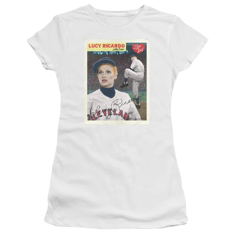 I Love Lucy Trading Card Juniors T-Shirt-- Thin T-Shirt Open Front Quick Dry