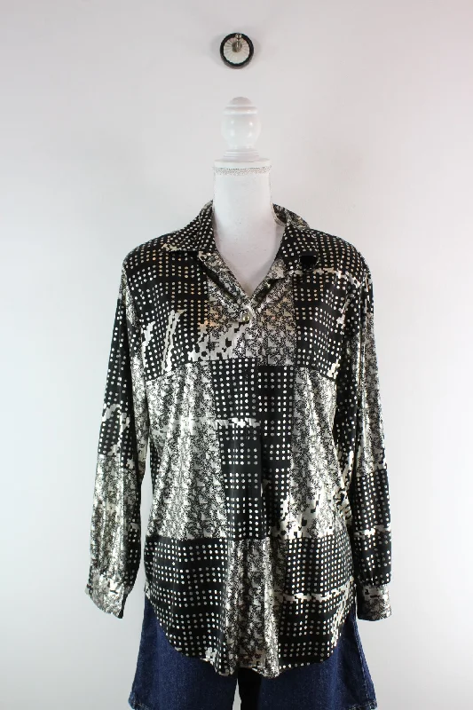 Vintage Silver Threads Shirt (M) -- Basic T-Shirt Crew Neck Short Sleeve