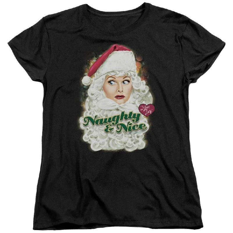 I Love Lucy Santa Women's T-Shirt-- Spandex Blend Rayon Blend Denim Blend