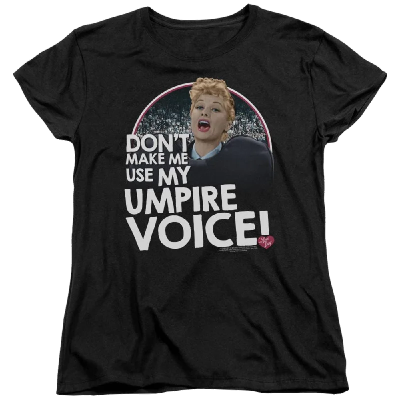 I Love Lucy Umpire Women's T-Shirt-- Collared Crew Neck Turtle Neck