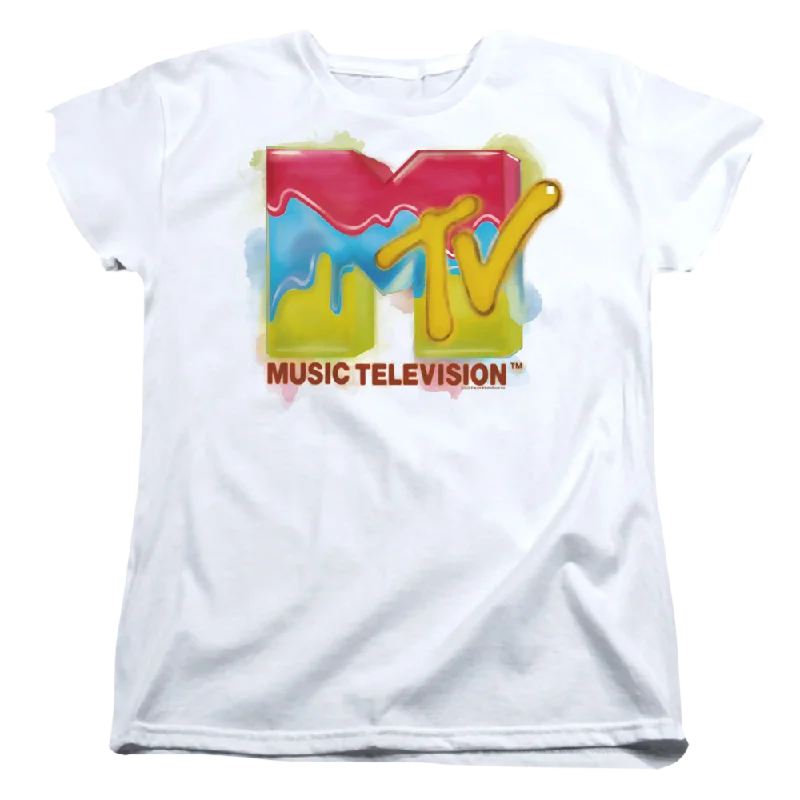 MTV Paint Logo - Women's T-Shirt-- Spandex Blend Rayon Blend Denim Blend