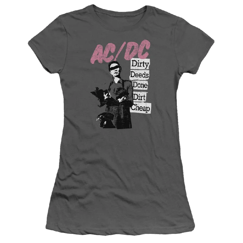 ACDC Acdc Dirty Deeds - Juniors T-Shirt-- Hooded Caped Shawl Collar