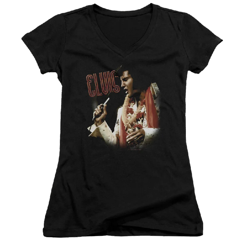 Elvis Presley Soulful - Juniors V-Neck T-Shirt-- Welt Pockets Slit Pockets