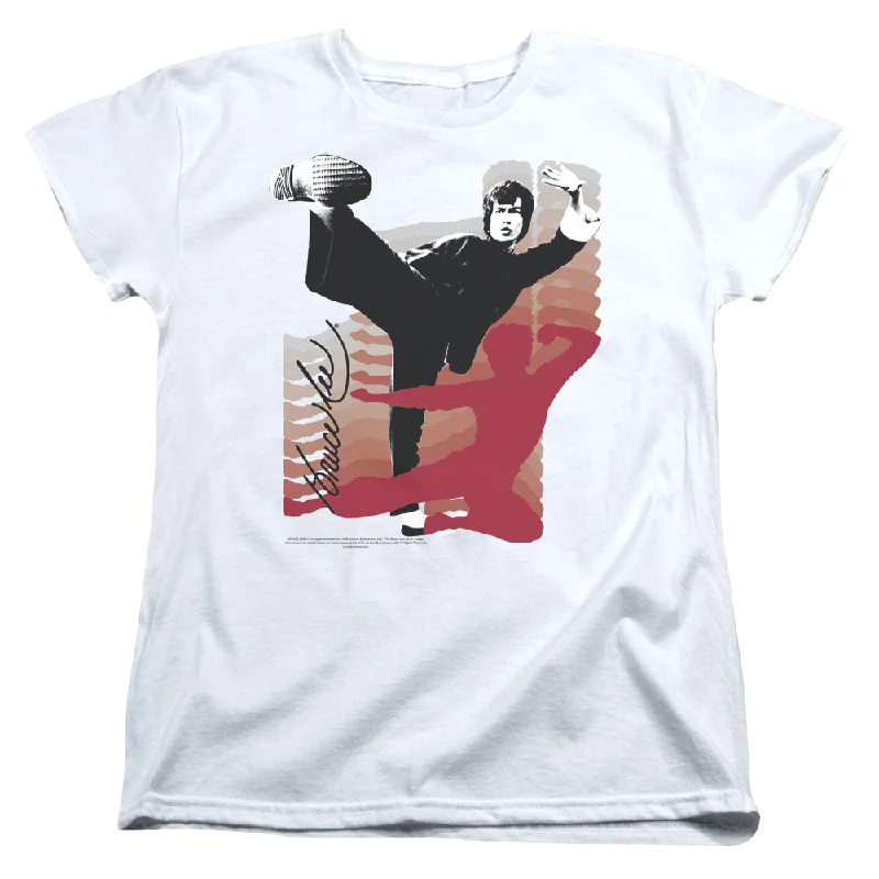 Bruce Lee Kick It - Women's T-Shirt-- V-Neck T-Shirt Long Sleeve Cotton
