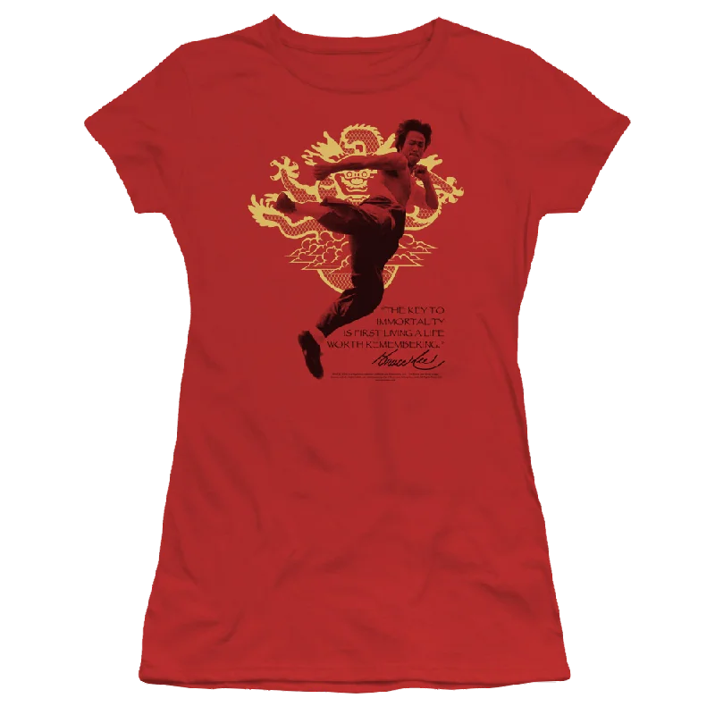 Bruce Lee Immortal Dragon - Juniors T-Shirt-- Anti-Pilling Machine Wash Handmade