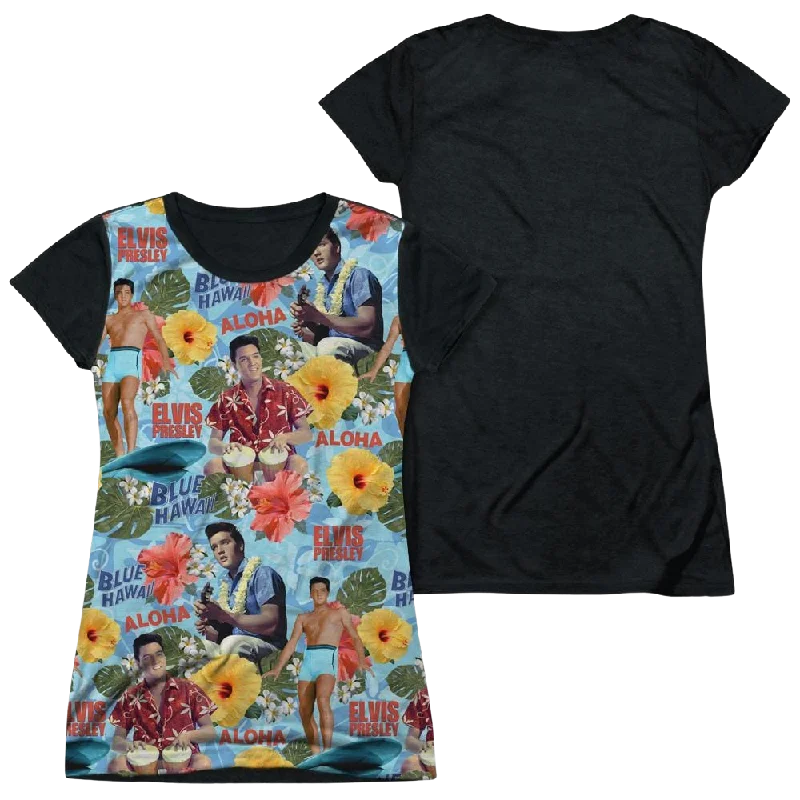 Elvis Presley Surfs Up - Juniors Black Back T-Shirt-- Mesh Blend Leather Blend Suede Blend