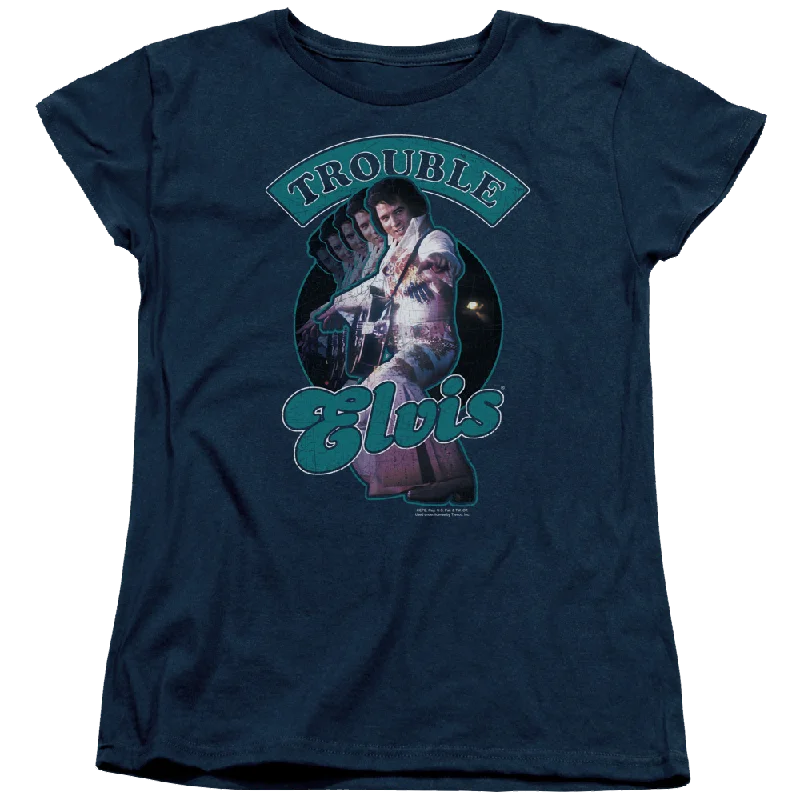 Elvis Presley Total Trouble - Women's T-Shirt-- Wool Fabric Cashmere Fabric Tweed Fabric