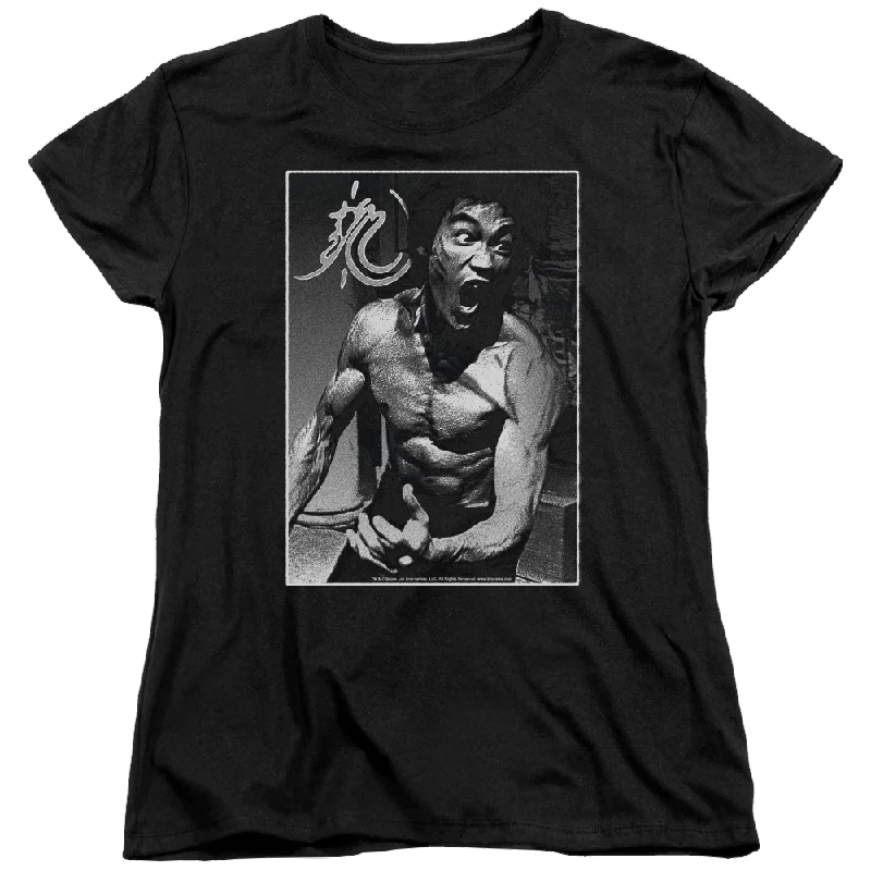 Bruce Lee Focused Rage - Women's T-Shirt-- Real Fur Shearling Chenille