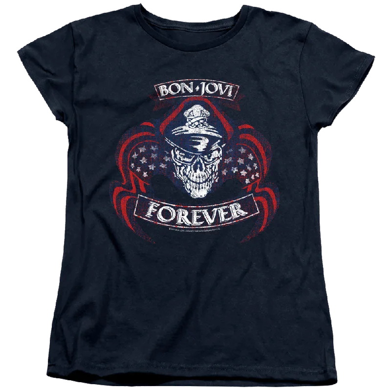 Bon Jovi Forever Skull - Women's T-Shirt-- Cozy Warm Stylish