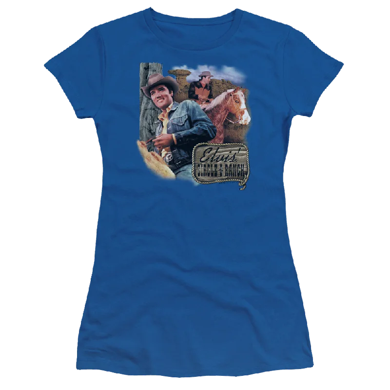 Elvis Presley Ranch - Juniors T-Shirt-- Silk Blend Satin Velvet