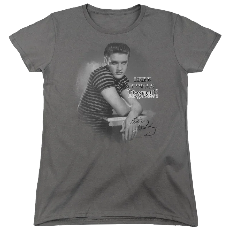 Elvis Presley Trouble - Women's T-Shirt-- Wool Fabric Cashmere Fabric Tweed Fabric