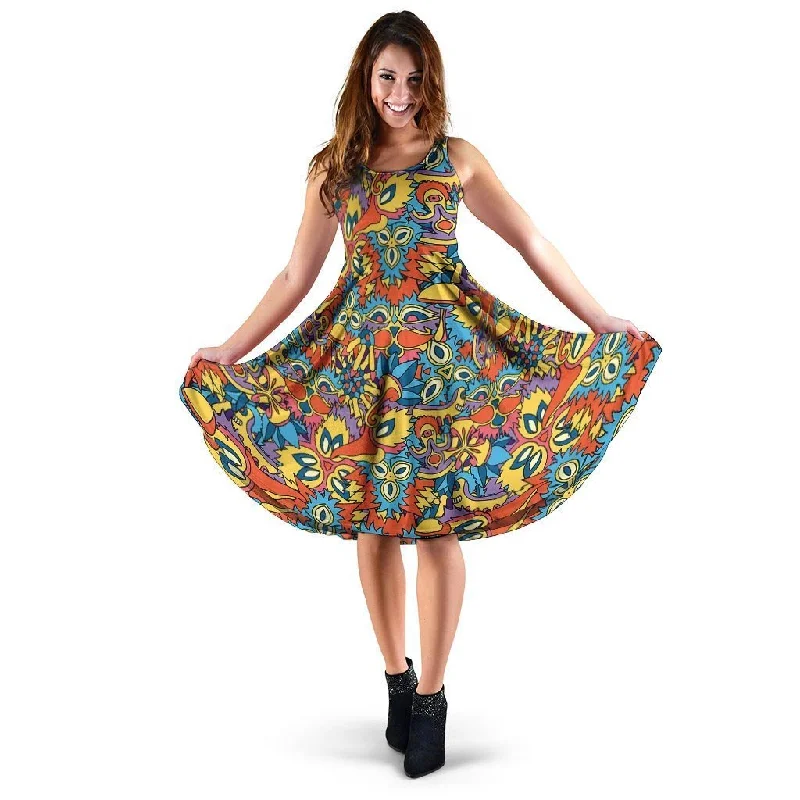 Jungle Hippie Psychedelic Trippy Dress Pencil Office Professional