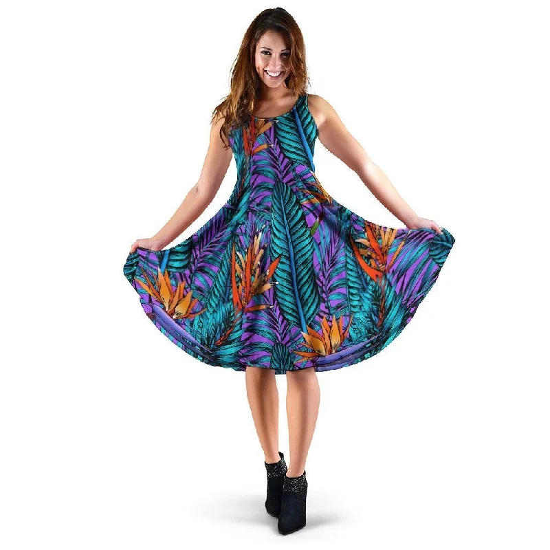 Neon Palm Leaf Tropical Print Dress Tunics Recommended stylist