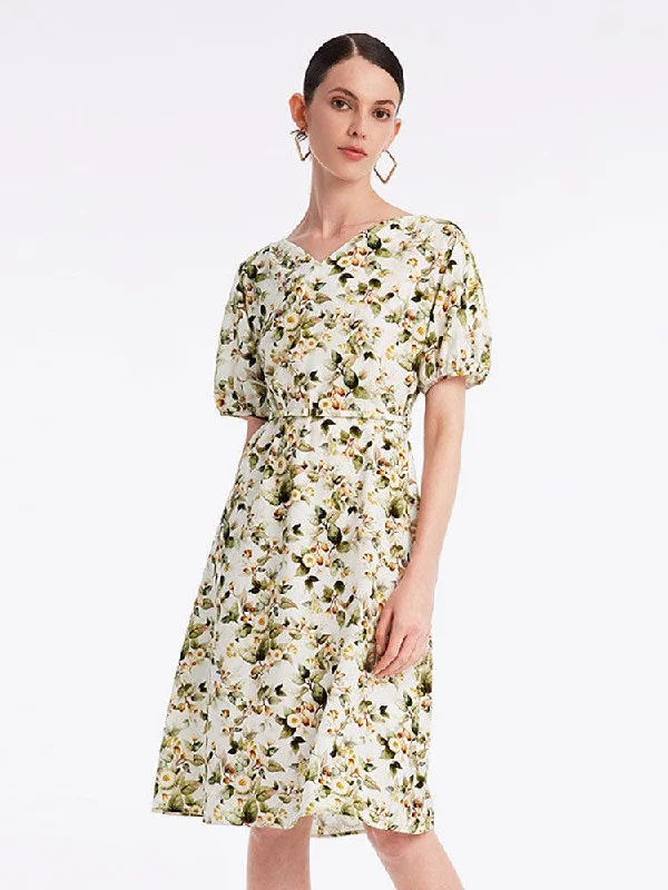 Floral Gathered Waist Dress Tunics Brand named