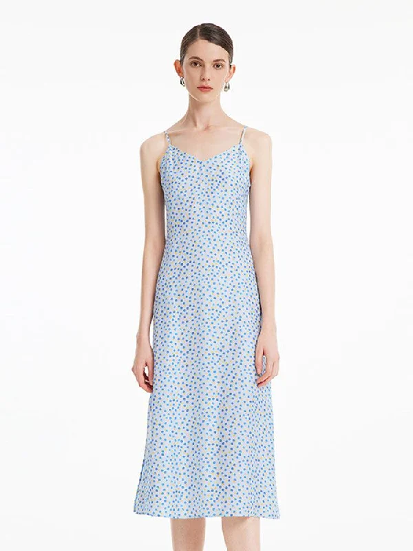 16.5 Momme Silk Jacquard Spaghetti Strap Dress Tunics Fall fleece