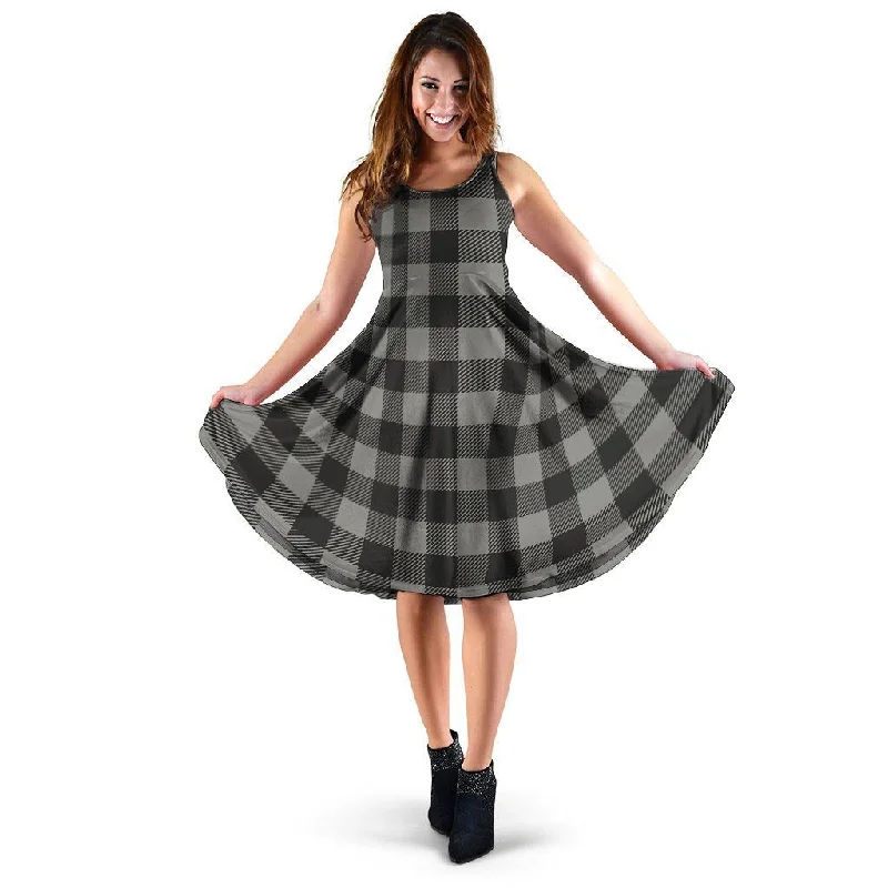 Grey Plaid Dress Pencil Office Professional