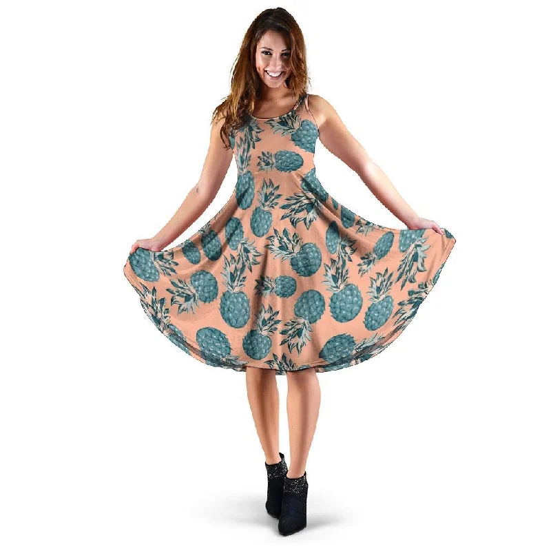Hawaiian Neon Pineapple Print Dress Tunics Stylish elegant