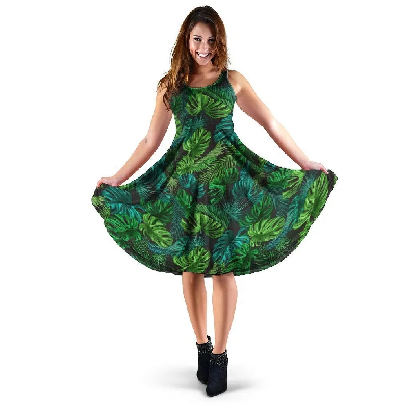Palm Leaf Tropical Print Dress Tunics Trousers formal