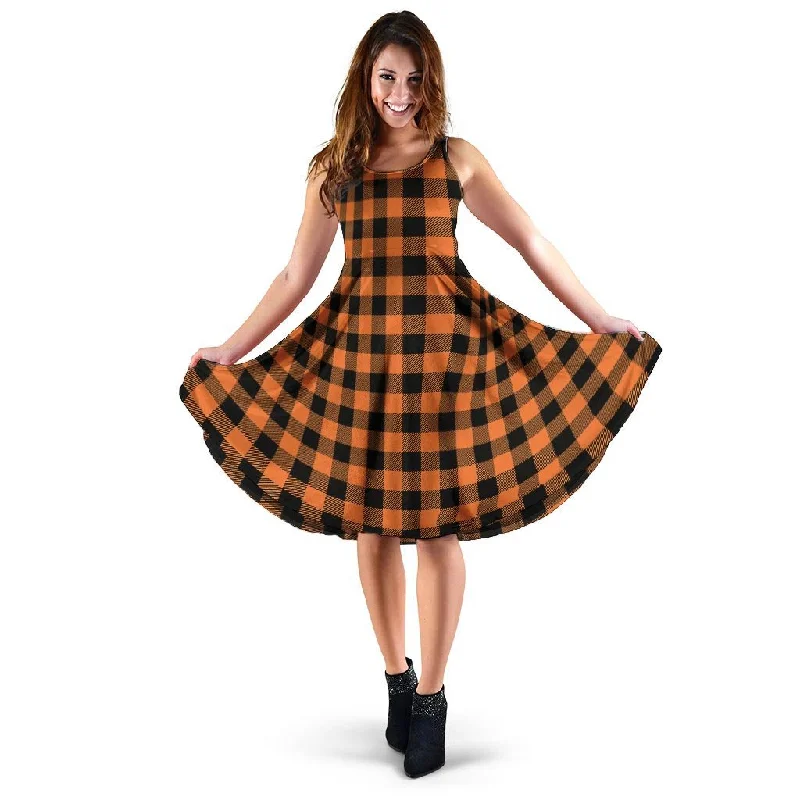 Orange Plaid Dress Tunics Prom sequined