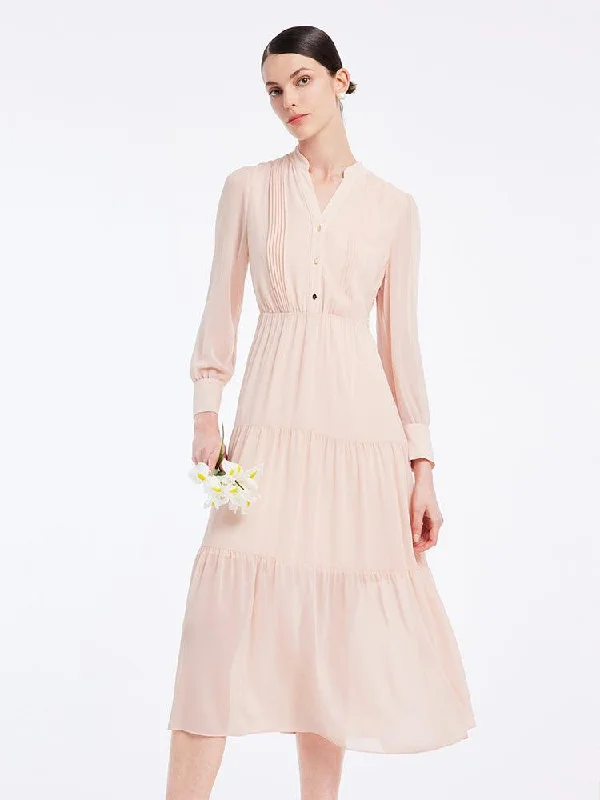 V-Neck Chiffon Dress Floral Print girly