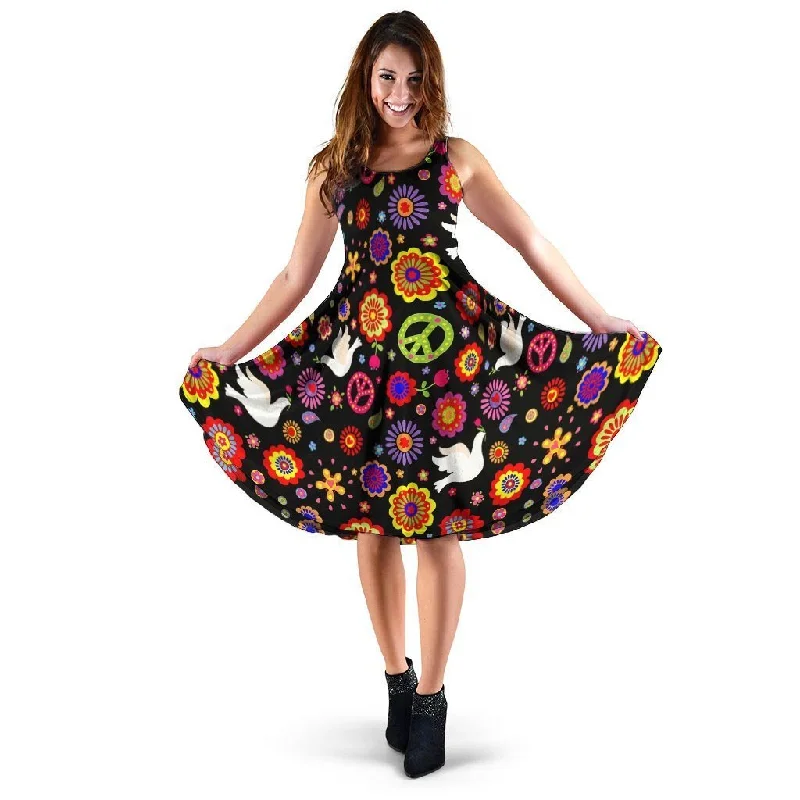 Peace Sign Hippie Dress Tunics stripes playful
