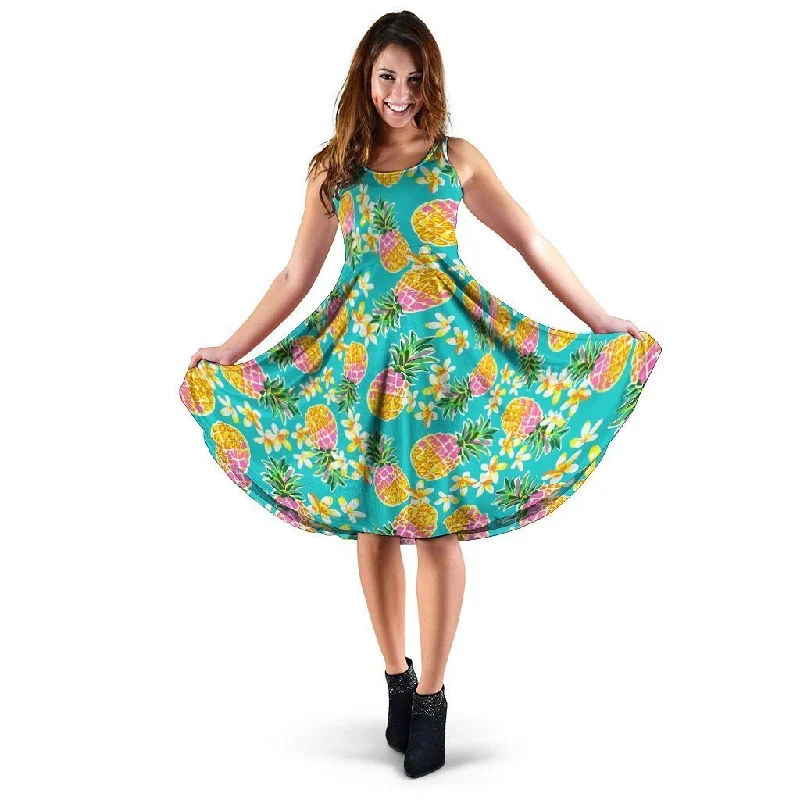 Hawaiian Pineapple Print Dress Tunics Chic fashionable