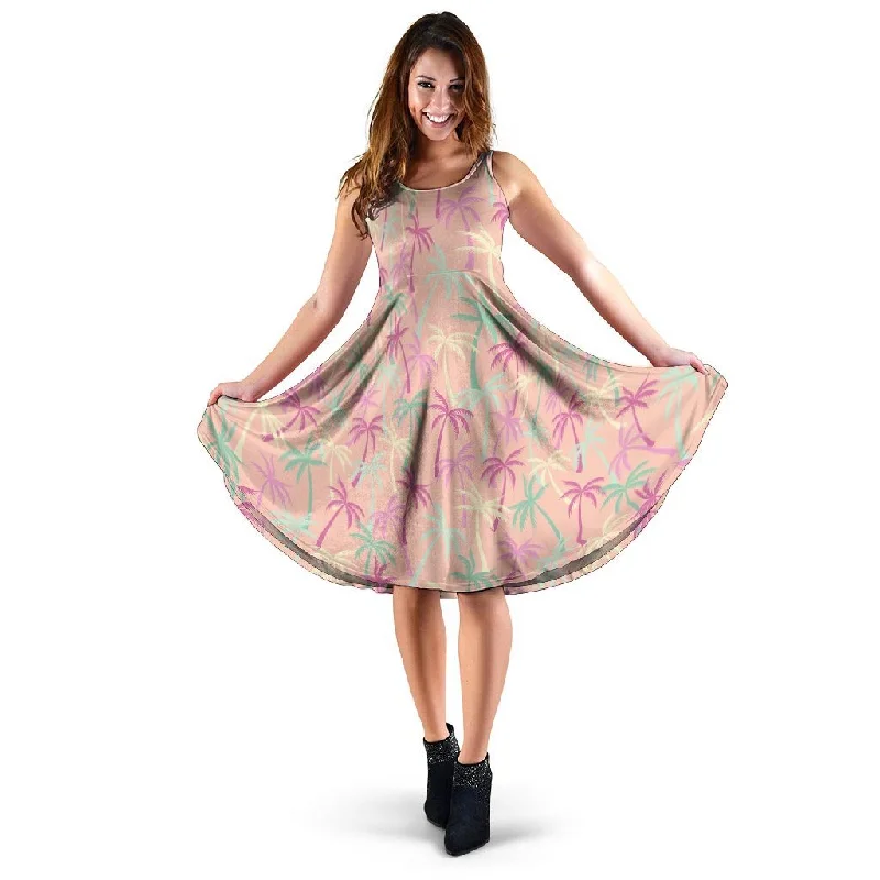 Pink Palm Tree Hawaiian Print Dress Tunics Luxurious premium