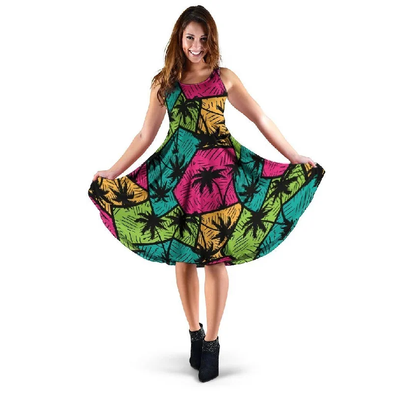 Palm Leaf Hawaiian Print Pattern Dress Tunics Running lightweight
