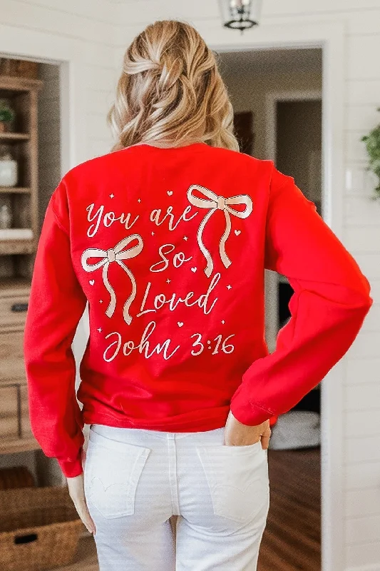 You are so Loved Sweatshirt Hoodie with Hem Embroidery Detailed Premium