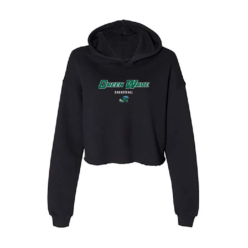Tulane - NCAA Women's Basketball : Amira Mabry - Women's Crop Fleece Hoodie Hoodie with Thumb Holes Functional Cozy