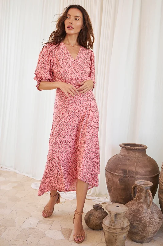 Set Sail Puff Sleeve Wrap Cotton Dress | Handmade | 100% Cotton Tunics Travel practical