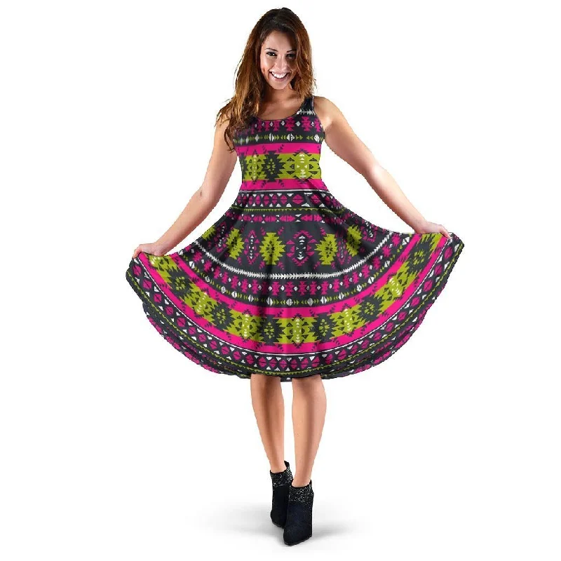 Pink Tribal Aztec Grunge Dress Tunics Polka dots