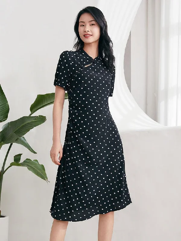 Cheongsam Drawstring Printed Dress Tunics Trousers formal