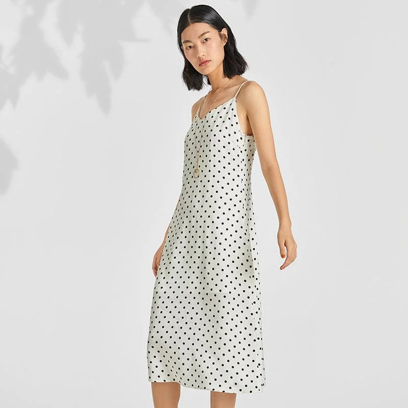 Acetate Polka Dots Slip Dress A-Line Day Work