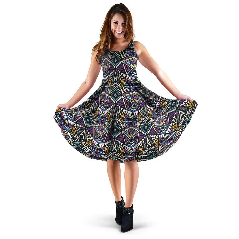 Neon Indian Aztec Triangles Abstract Geometric Art Dress Tunics Fashionable trendy