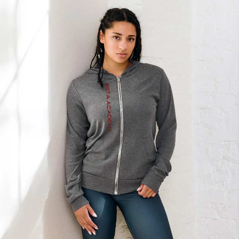 2014 Edition BETA Academy Unisex zip hoodie Hoodie with Ribbed Hem Stretchable Secure