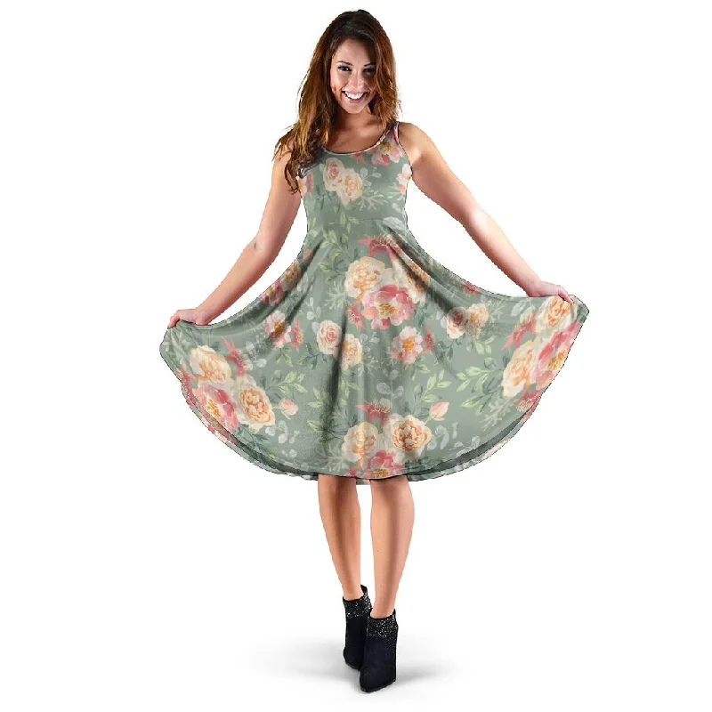 Pink Rose And Peony Floral Dress Tunics Brand named