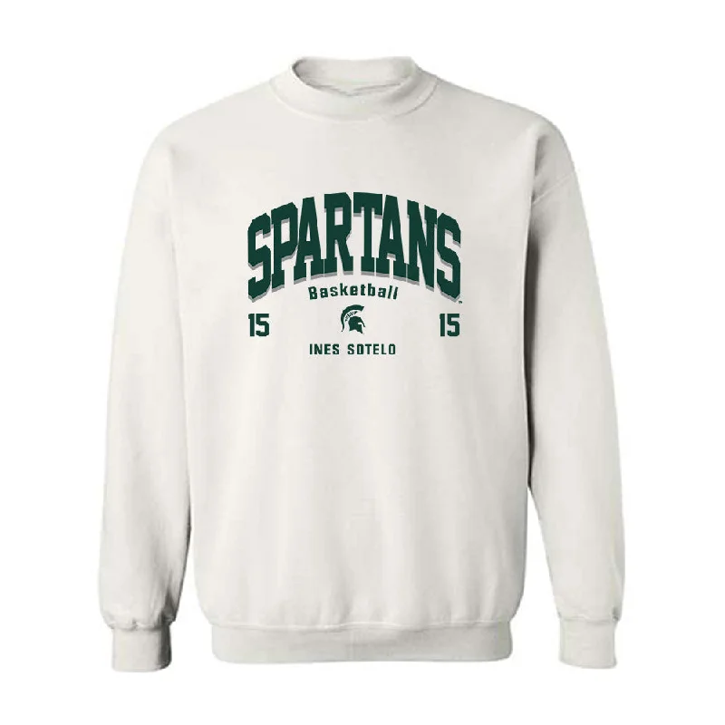 Michigan State - NCAA Women's Basketball : Ines Sotelo - Classic Fashion Shersey Crewneck Sweatshirt Hoodie with Distressed Vintage Worn