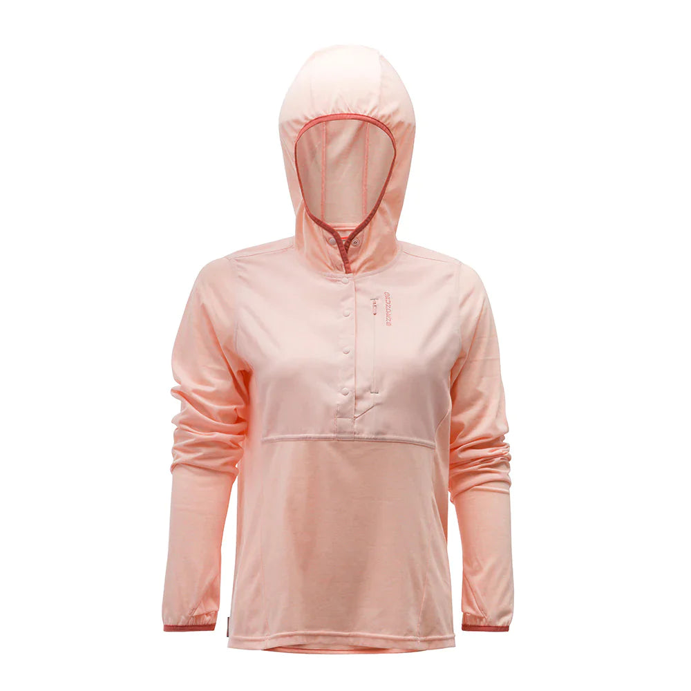Grundens Women's Shorebreak Performance Lightweight Fishing Hoodie in Peach Hoodie with Hem Fringe Bohemian Relaxed