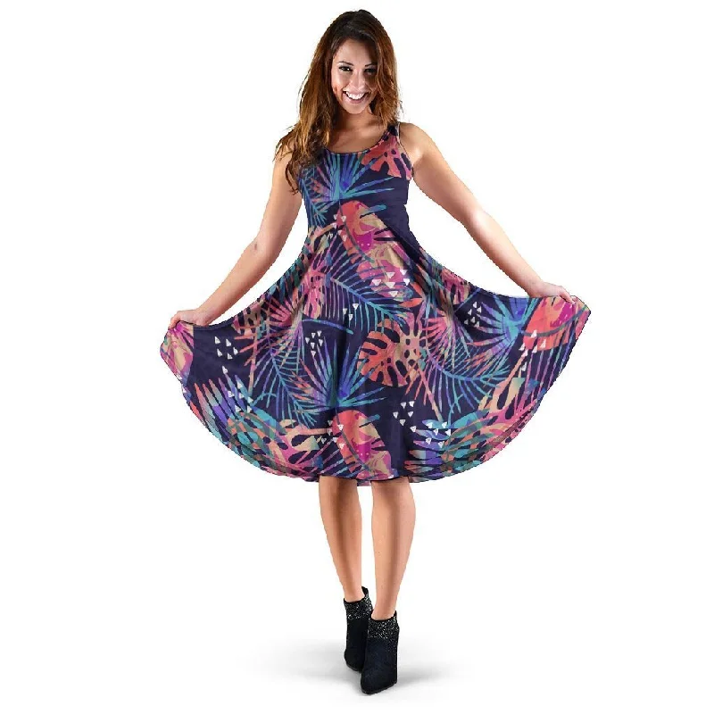 Neon Palm Leaf Hawaiian Print Dress Tunics Essential wardrobe