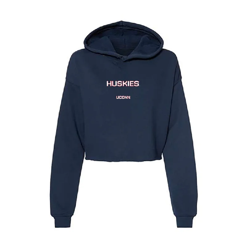 UConn - NCAA Women's Basketball : Caroline Ducharme - Women's Crop Fleece Hoodie Hoodie with Hidden Zipper Minimalist Clean