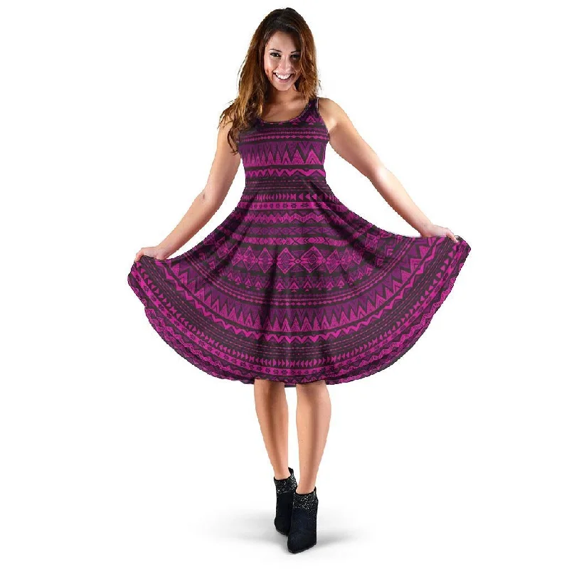 Neon Pink Ethic Aztec Print Dress Tunics New arrival