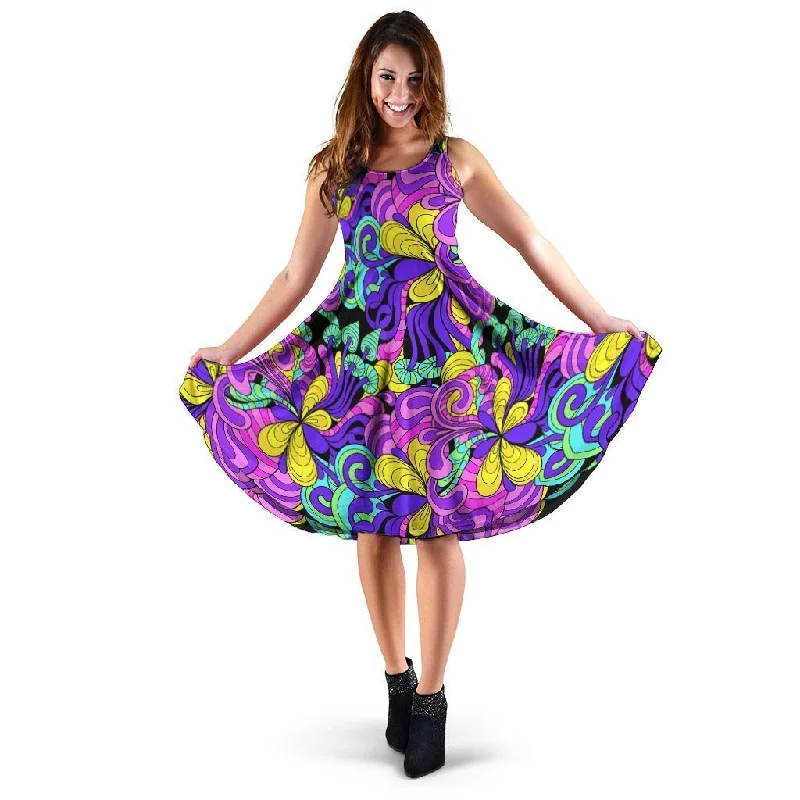 Hippie Psychedelic Mushroom Dress Tunics Yoga stretchy