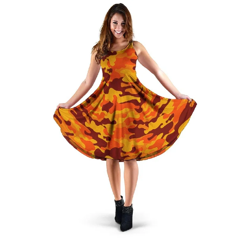 Orange Camo Print Dress Tunics Ceremony elegant