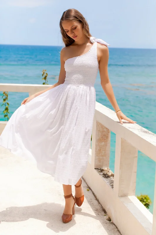 Sienna One-Shoulder Shirred Dress Tunics Practical durable