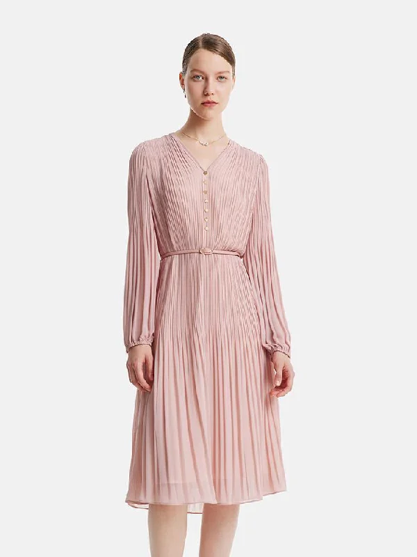 Pink Ruched Dress Tunics Sophisticated sleek